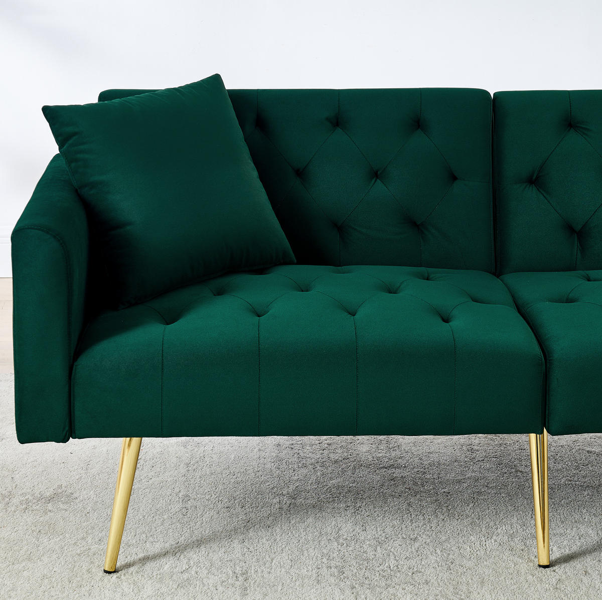 SOFA mit verstellbarer Rückenlehne 2-Sitzer Samt Grün - Grün, Holzwerkstoff (177/74/78cm) - Meubliv