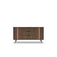 SIDEBOARD LUPO 153 cm Eiche Dunin - mit 3 Schubladen, LED und Metallfüßen - Eichefarben/Schwarz, Holz/Holzwerkstoff (153/83/40cm) - Ravio