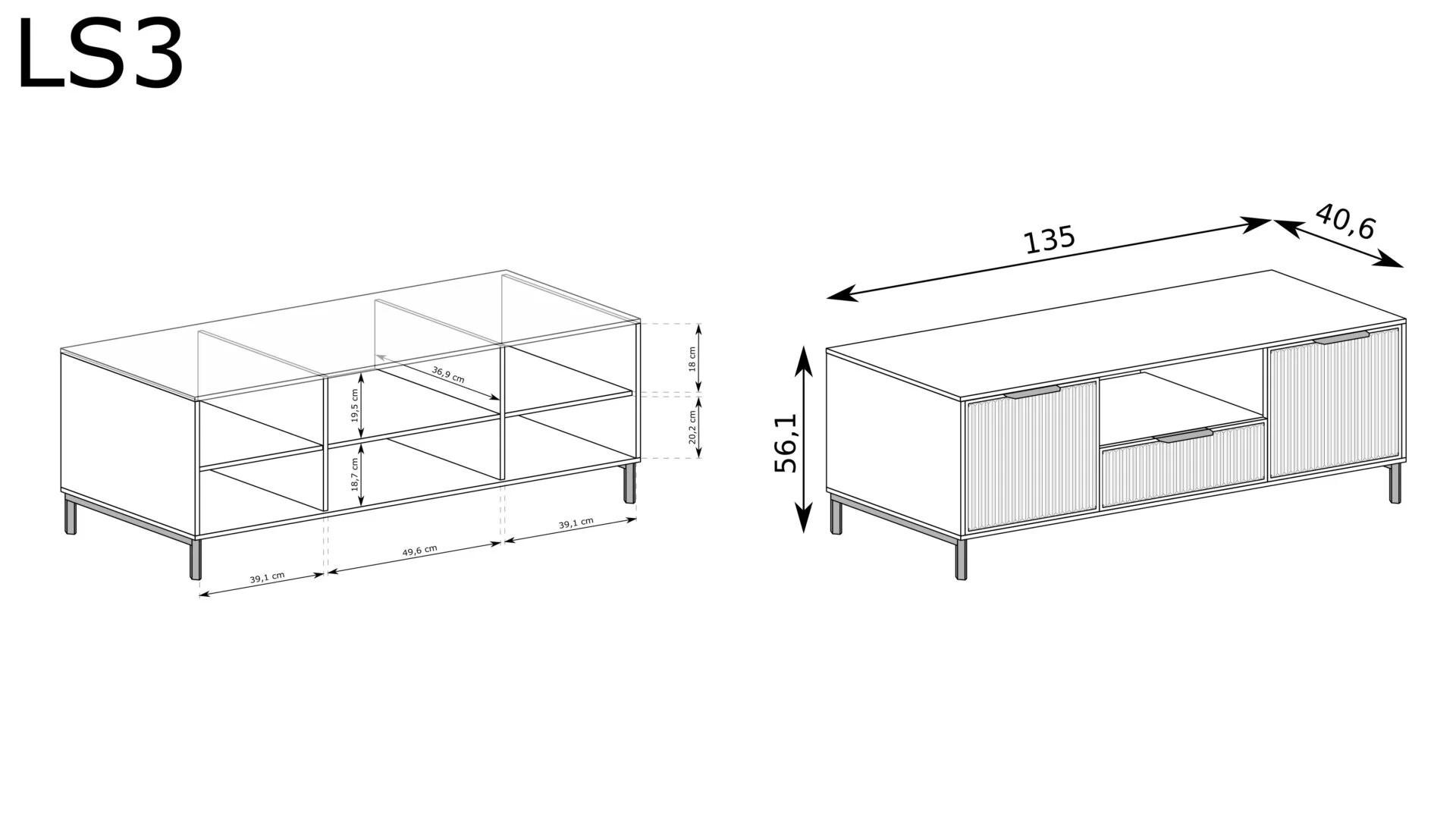 TV-SCHRANK LINKA STYLES LS-03 - Dunkelgrün, Holzwerkstoff (135/56/41cm) - Meblini