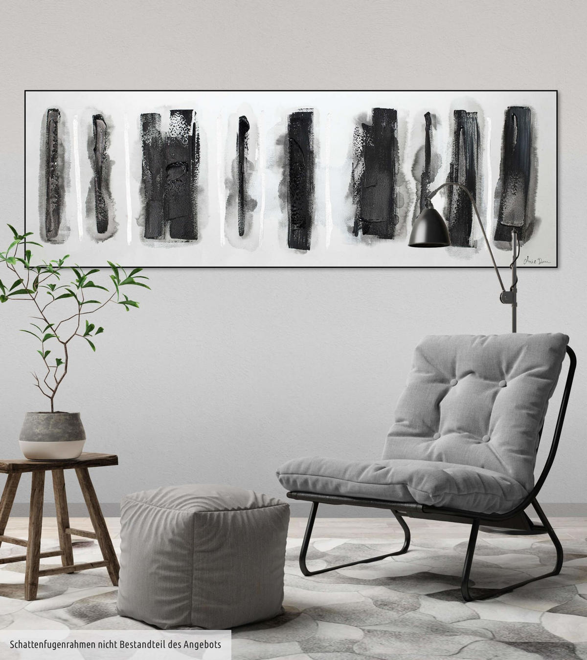 ACRYLBILD HANDGEMALT 150/50 cm - Schwarz, Holz/Textil (150/50cm) - KUNSTLOFT
