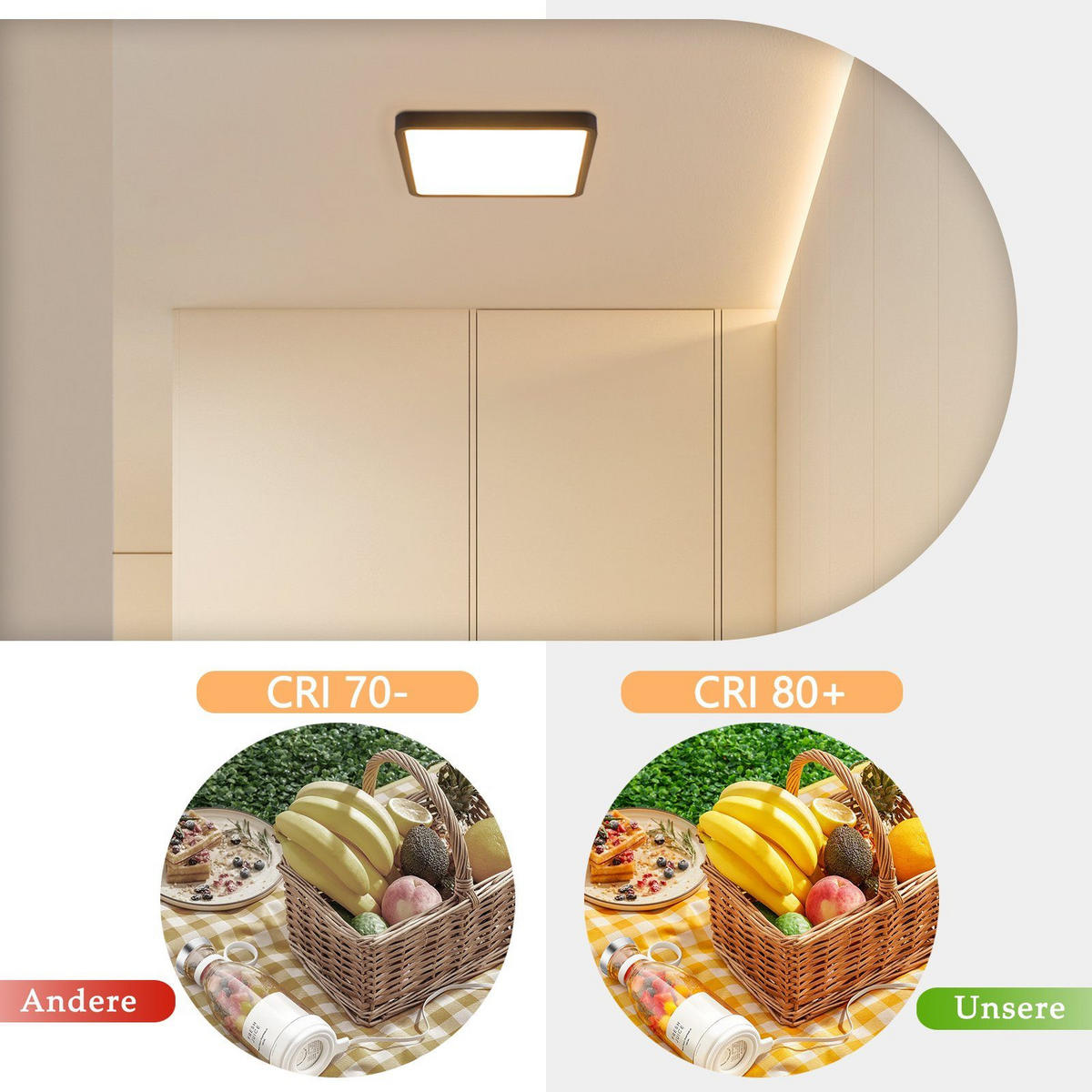 LED-DECKENLEUCHTE Energie 23/23/2 cm - Schwarz, Kunststoff (23/23/2cm) - Nettlife