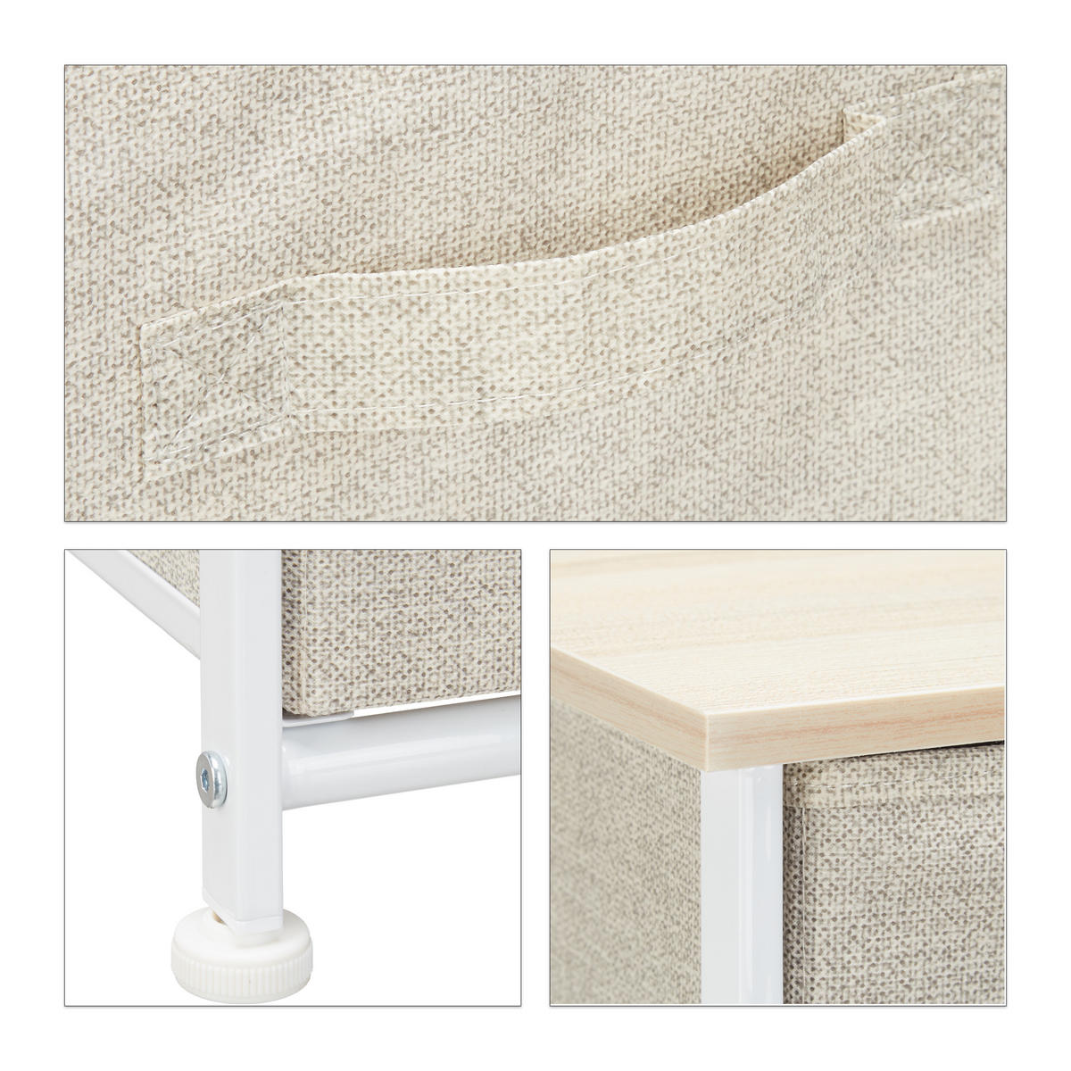SCHUBLADENBOX - Creme, Holzwerkstoff/Textil (83/77.5/29cm) - Relaxdays