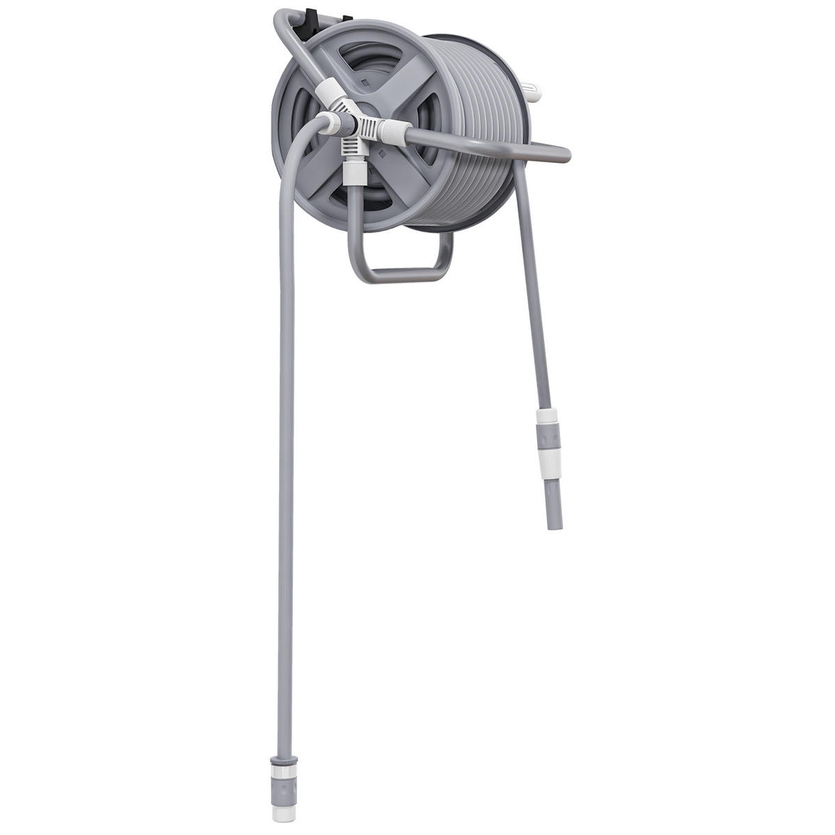 SCHLAUCHAUFROLLER 22m DE-13773 mit verstellbarer Sprühdüse - Grau, Kunststoff (26/33/44cm) - ComfortXL