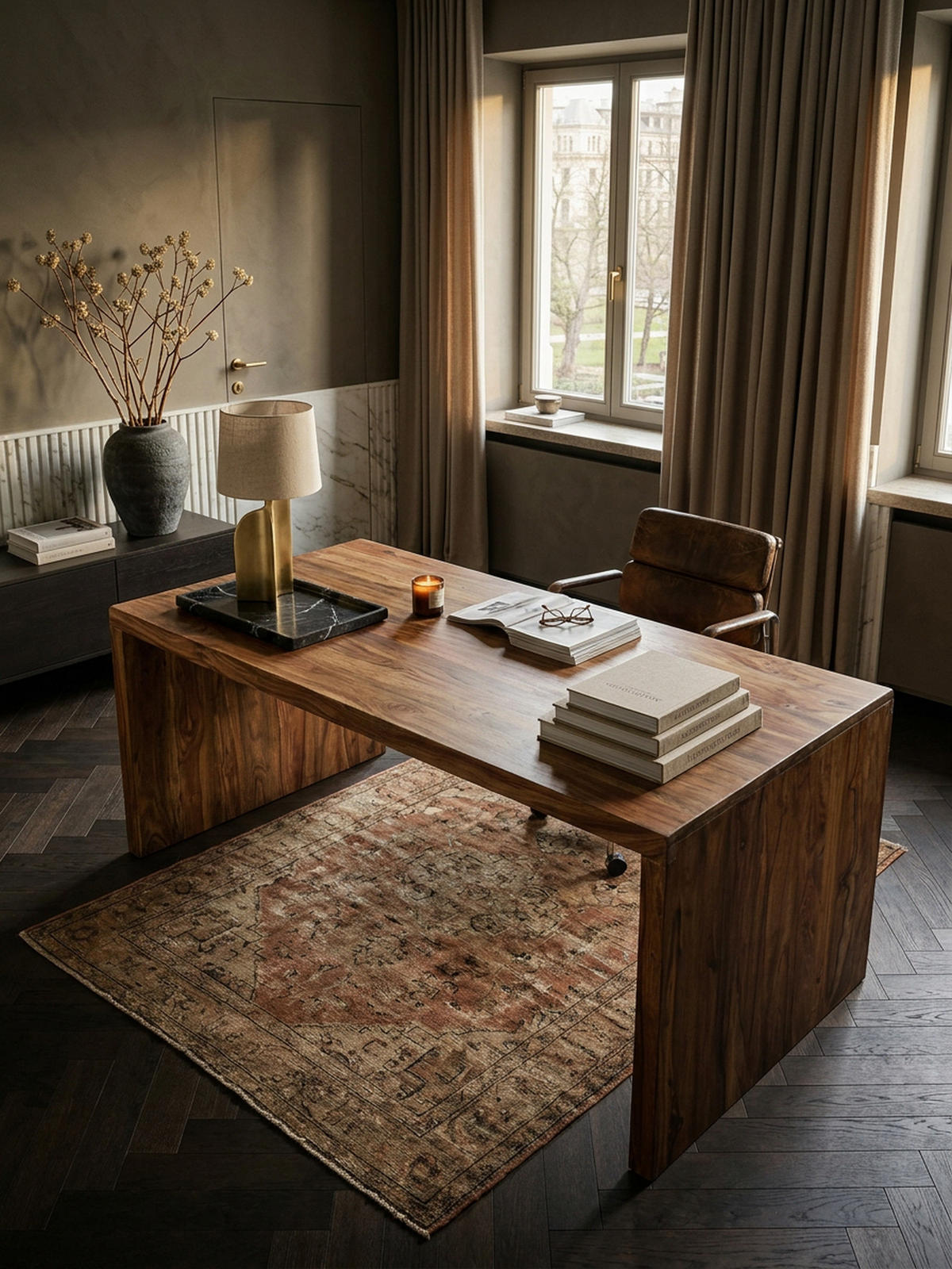 SCHREIBTISCH Massivholz Stauraum Abgerundete Ecken, Braun 180x90x76 cm - Braun, Holz (90/180/76cm) - KADIMA DESIGN