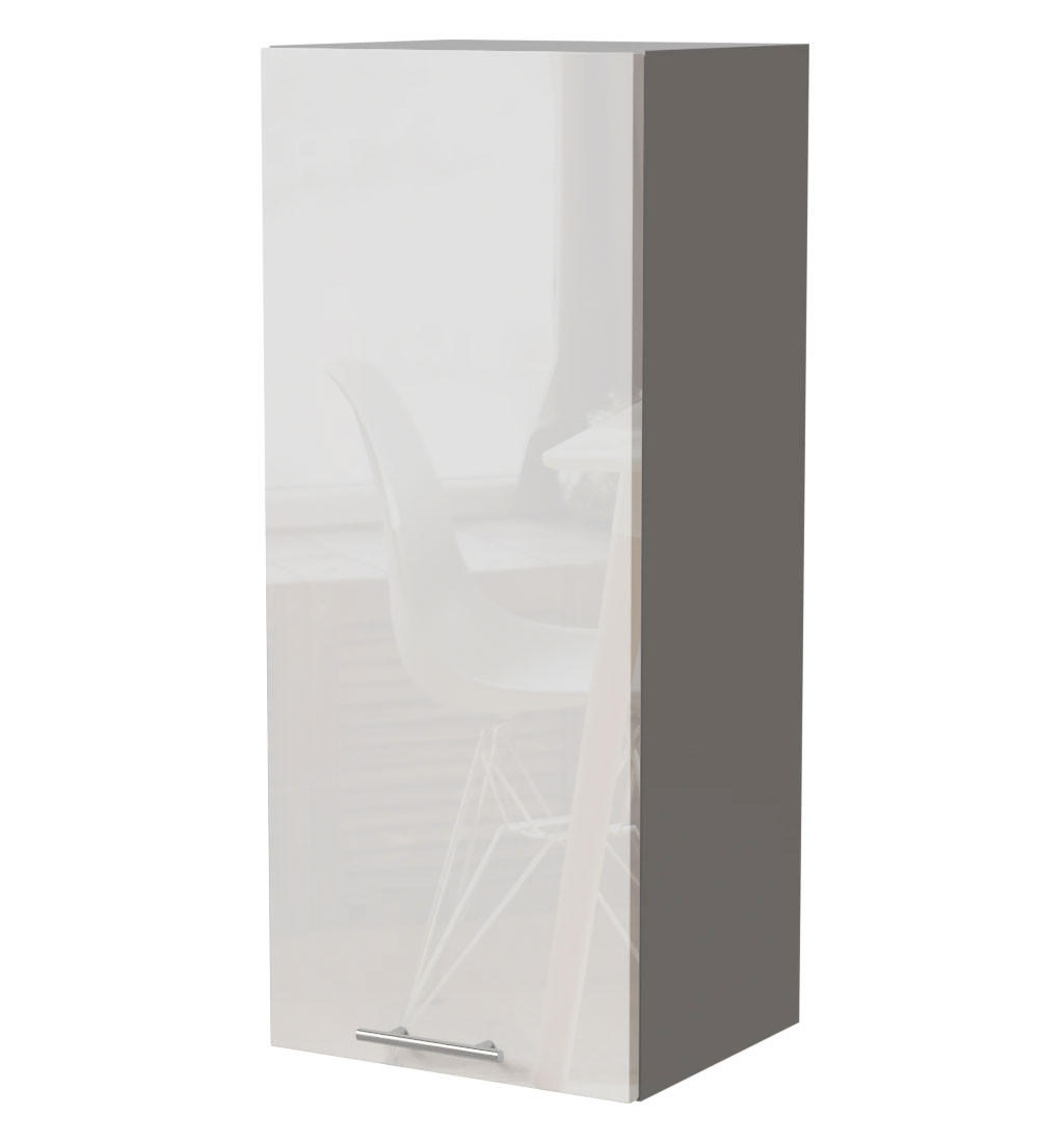 Feldmann-Wohnen Küchenhängeschrank Weiß Hochglanz, Grau 40x96x32.5 cm