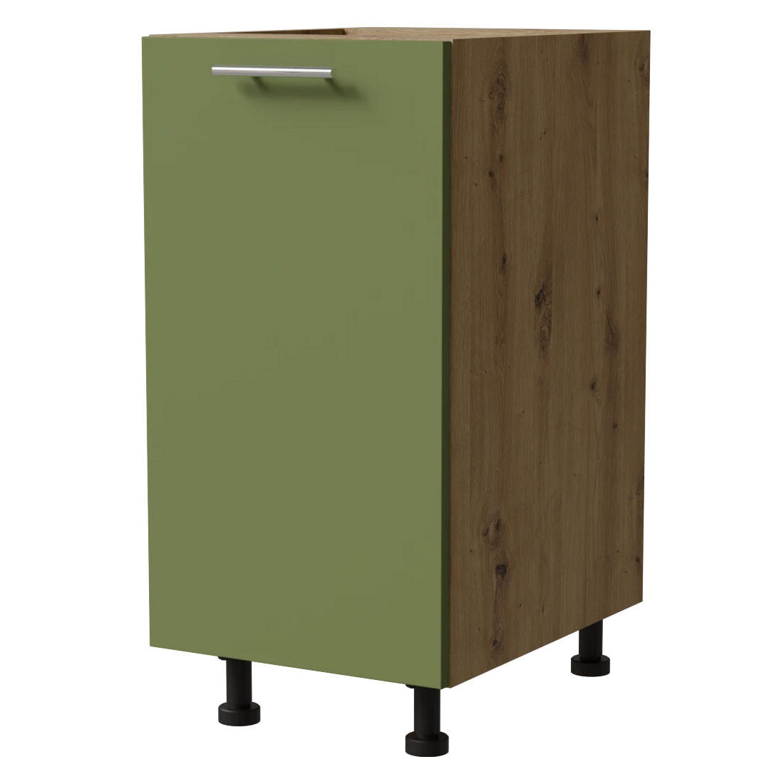 KÜCHENUNTERSCHRANK Brerra D1D/40/kargo RAL 1016 graubeige Matt / Eiche Artisan 40 / 50 / 82 cm - Eiche Artisan/Grün, Holz/Holzwerkstoff (40/82/50cm) - Feldmann-Wohnen