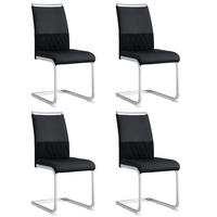 STUHL 4er Set mit ergonomischer Rückenlehne, Kunstleder & Leinen Bezug, 7 cm dicker Sitzpolsterung und Fußpolstern im modernen Design, schwarz - Schwarz, Metall (48/95/42cm) - Luhomfu