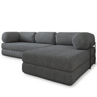 ROHOVÁ SEDAČKA KELI modulární Boneless pohovka s funkcí spaní, šedá QUELLE 92 - šedá, textil (270/160cm) - MASSENO