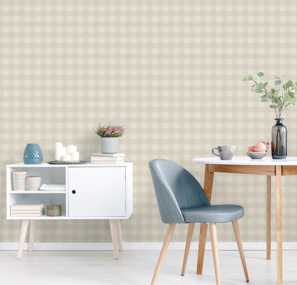TAPETE Karomuster 53 cm x 10.05 m - Beige, Papier (53/1000cm) - Sanders & Sanders