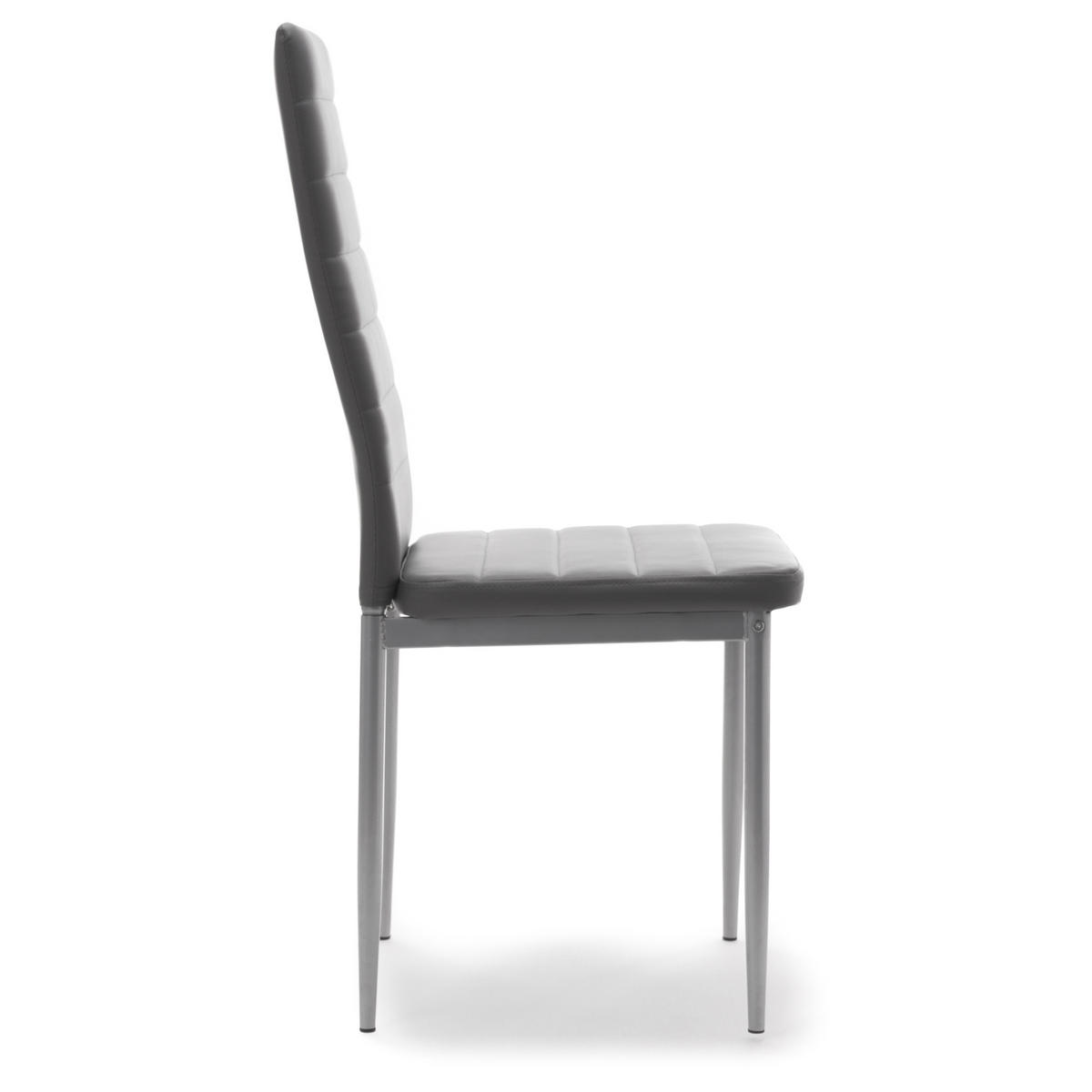 STUHL Set FADO 6x aus Ökoleder - grau - Grau, Leder/Metall (45/99/50cm) - NEW HOME