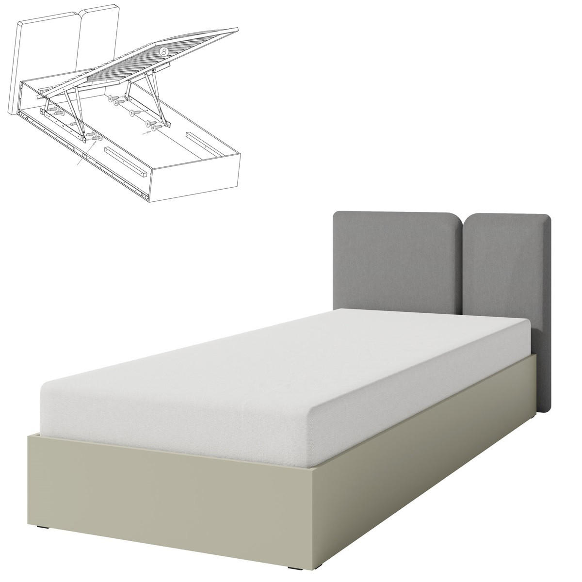 JUGENDZIMMER Laris Set C mit Bett 90 x 200 - Eukalyptus / Eiche Baltic Dune - Eukalyptusholzfarben/Eichefarben, Holzwerkstoff/Metall (145/195/50cm) - QMM TraumMöbel
