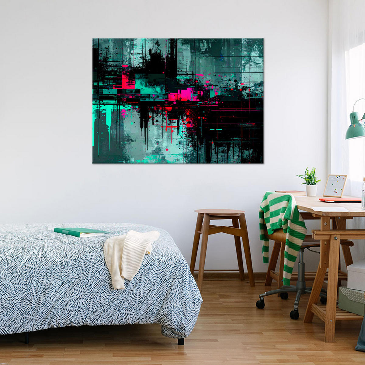 LEINWANDBILD Abstrakt Bunte Spritzer 100x70cm - Multicolor, Textil (100/70cm) - Feeby