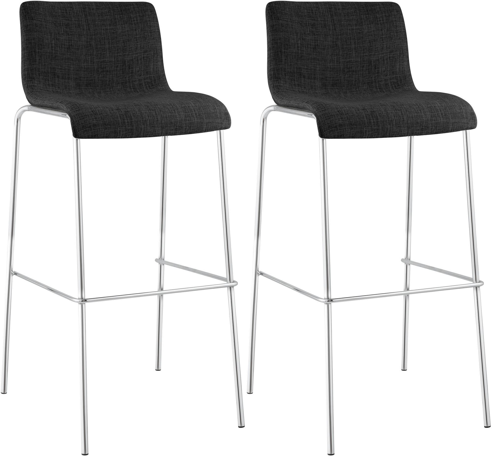 BARHOCKER 2 Stoff Dunkelgrau - Chromfarben/Dunkelgrau, Textil/Metall (43/100/48cm) - CLP