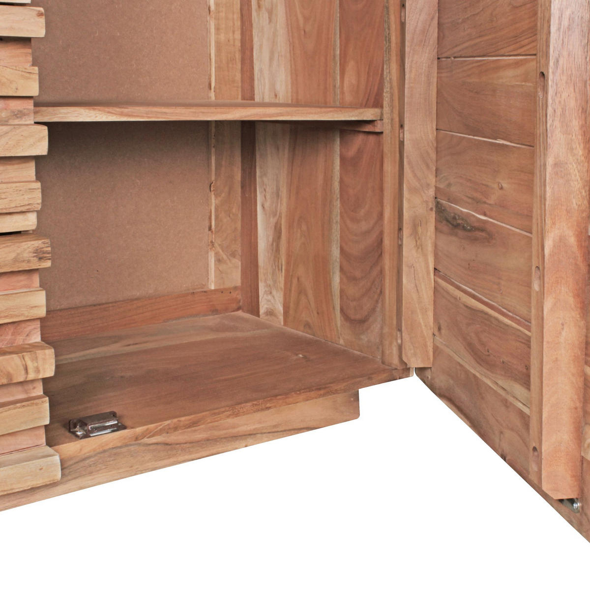 SIDEBOARD – Akazie Massivholz, 160x75x43 cm, mit Baumkante, Landhausstil - Braun, Akazienholz/Holz (160/75/43cm) - KADIMA DESIGN