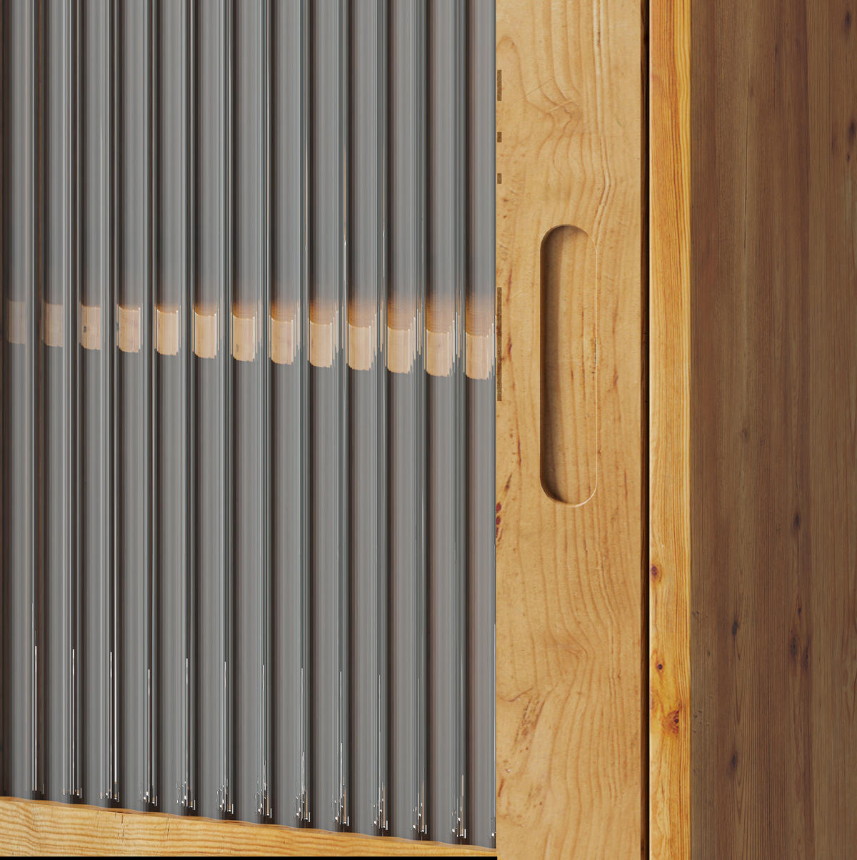 HÄNGESCHRANK 90/20/60 cm natur aus Massivholz und Glas mit Schiebetüren - Naturfarben, Glas (90/60/20cm) - OKWISH