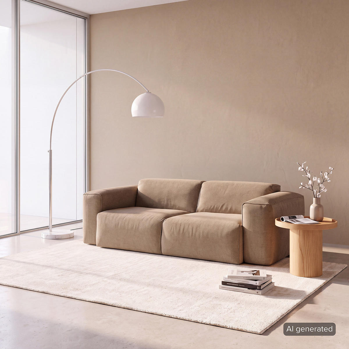 2-SITZER SOFA - Taupe/Schwarz, Kunststoff/Textil (220/71/102cm) - home24
