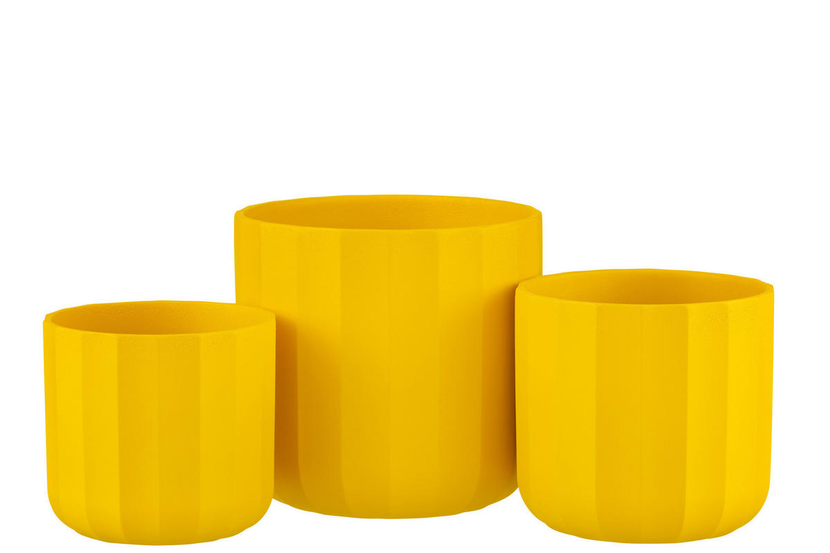 BLUMENTOPF SUMMER - Töpferei - Gelb - L - 2er set - Ø 18,5 cm - Gelb, Keramik (18.5/18cm) - J-Line
