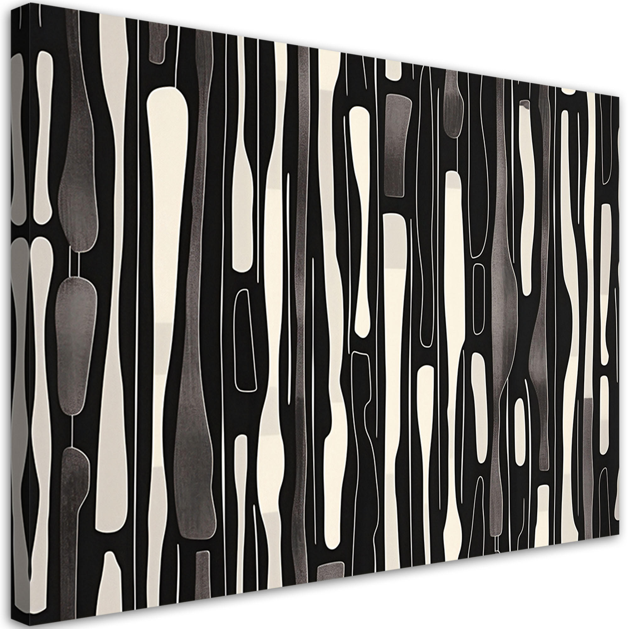 LEINWANDBILD Schwarz-weiße Retro-Abstraktion 100x70cm - Schwarz, Textil (100/70cm) - Feeby