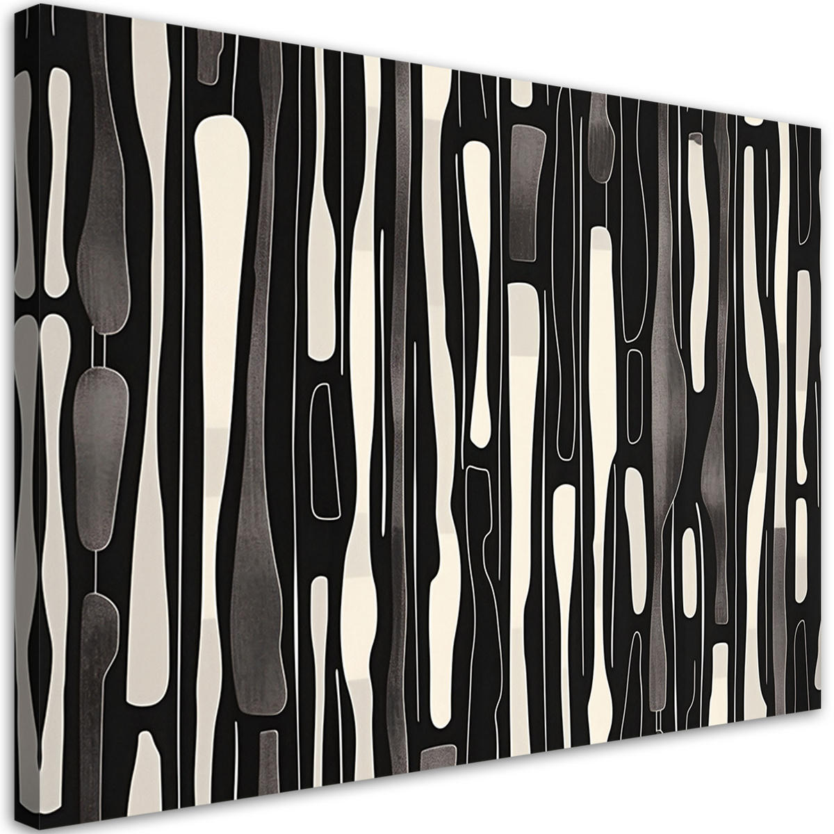 LEINWANDBILD Schwarz-weiße Retro-Abstraktion 90x60cm - Schwarz, Textil (90/60cm) - Feeby