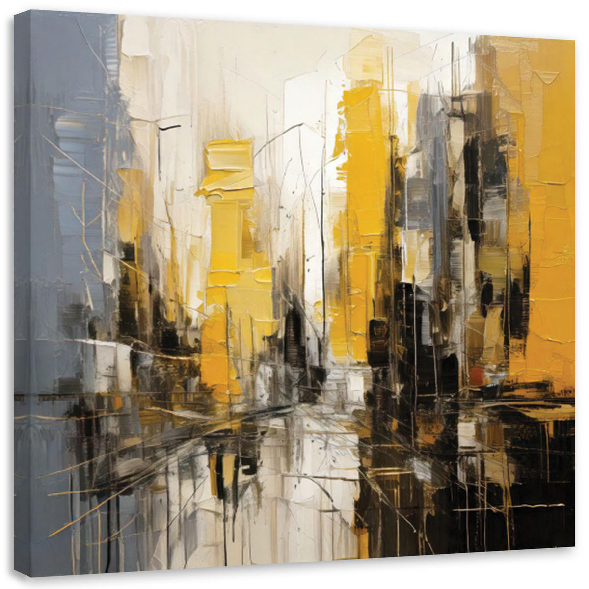 LEINWANDBILD Stadt Abstraktion Gelb 30x30cm - Gelb, Textil (30/30cm) - Feeby