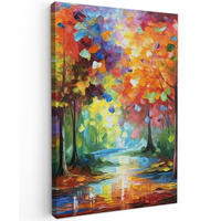 LEINWANDBILD Landschaft - Wald - Farben - Natur Deko Groß 90x140 cm - Multicolor, Textil (90/140cm) - MuchoWow