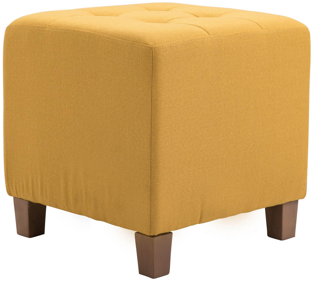 SITZWÜRFEL eckig 45/45/46 cm Stoff gelb - Gelb/Naturfarben, Holz/Textil (45/46/45cm) - CLP