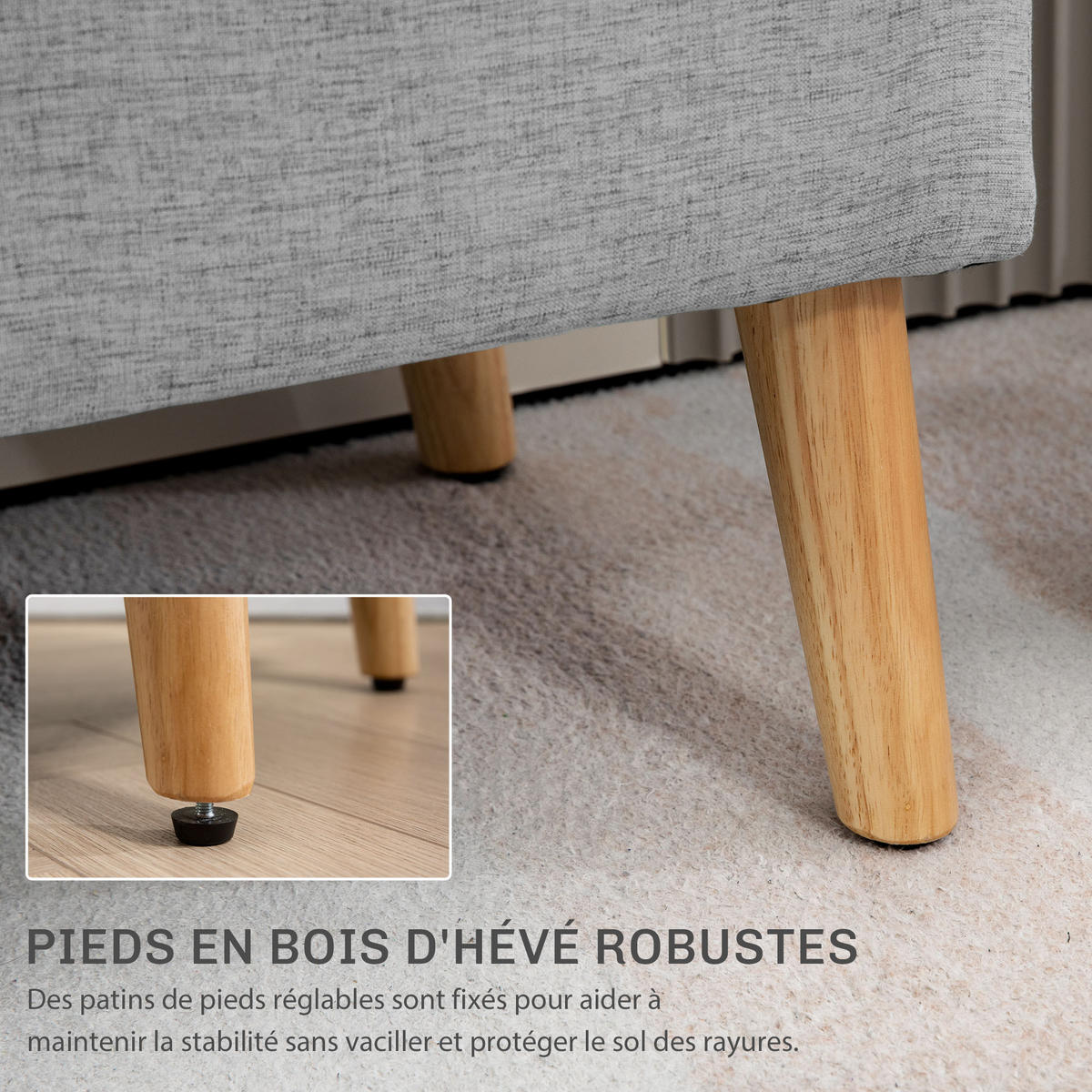 TRUHENBANK DE-16432 skandinavisch mit Stauraum Grau - Grau, Textil (110/45/39cm) - ComfortXL