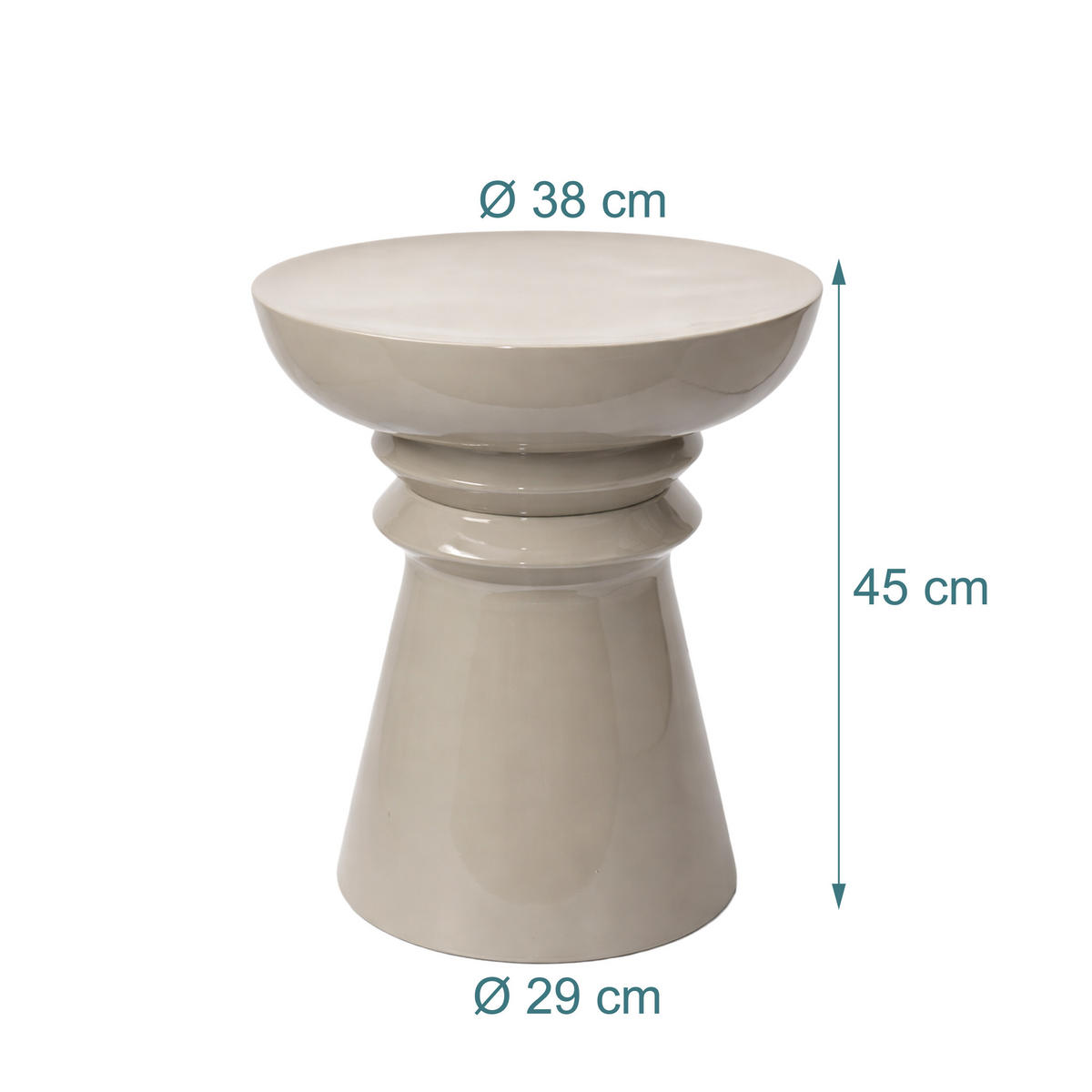 STRANSKI tabel - bež, kovina (38/38/45cm) - Relaxdays