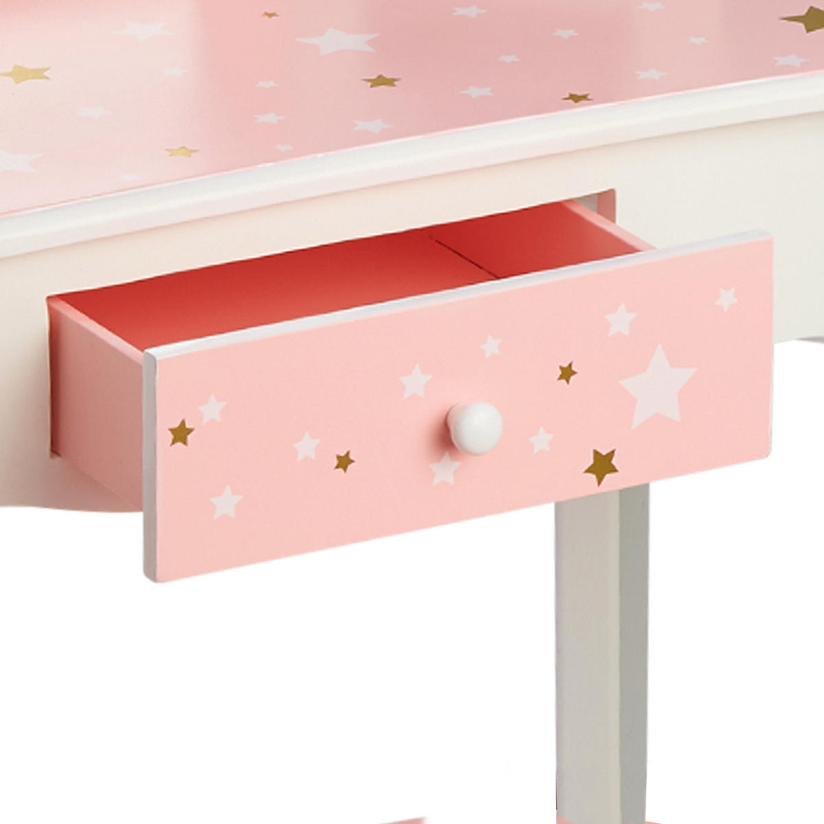 KINDER-SCHMINKTISCH mit Spiegel und Hocker Frisiertisch, Rosa/Weiß, 100cm - Weiß, Holzwerkstoff (30/100/60cm) - Teamson Kids