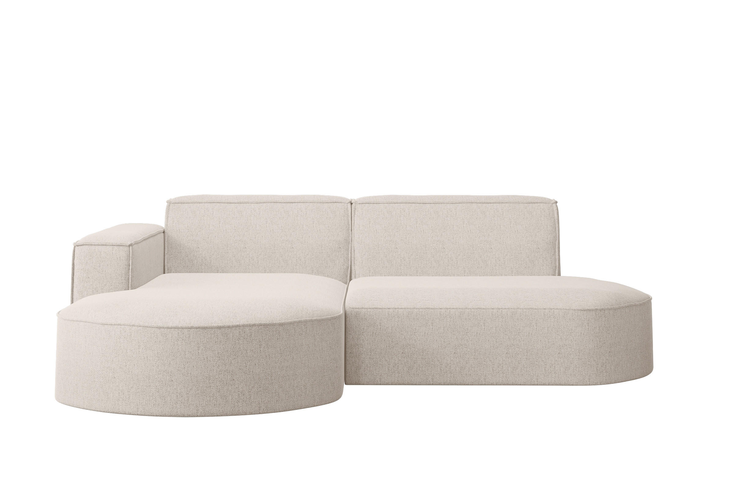 ECKSOFA MODENA L STUDIO Stoff Verita Ecru Links - Ecru, Holz (165/236cm) - Kaiser Möbel