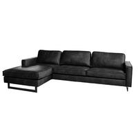 ECKSOFA VILNIUS Schwarz Lederfaserstoff - Schwarz, Leder/Metall (286/170cm) - KAWOLA