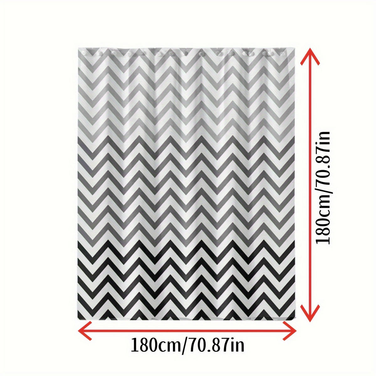 DUSCHVORHANG Schwarz Weiß PEVA 180 x 180 cm Wellen Muster schimmelresistent wasserdicht mit Haken ideal fürs Badezimmer - Schwarz, Kunststoff (180/180cm) - MCBOSON