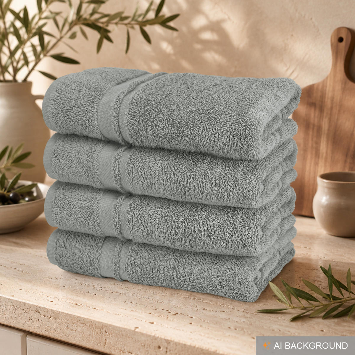 FROTTEE Küchenhandtücher 50x50 cm, 4er Set, Stein Grau - Grau, Textil (50/50cm) - Lashuma