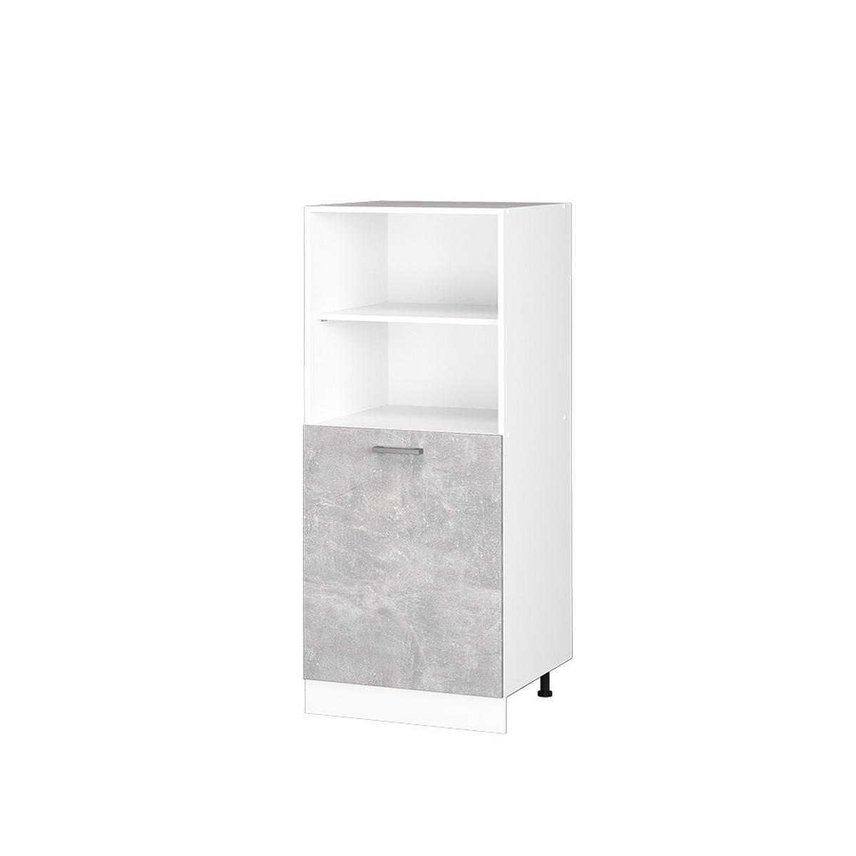HOCHSCHRANK R-Line Beton 60 cm mit offenen Regalen, und Tür - Schieferfarben/Weiß, Holzwerkstoff (60/143/57.2cm) - Vicco