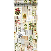 XXL-VLIESTAPETE Seiten aus botanischen Büchern 50 x 900 cm - Gelb, Papier (50/900cm) - ESTAhome