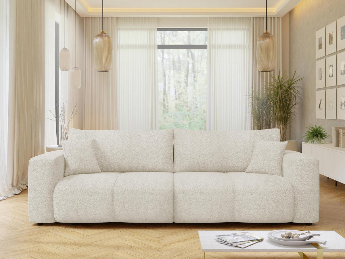 SCHLAFSOFA Furyn Boucle - Schwarz/Naturfarben, Holzwerkstoff/Kunststoff (248/82/92cm) - MIRJAN24
