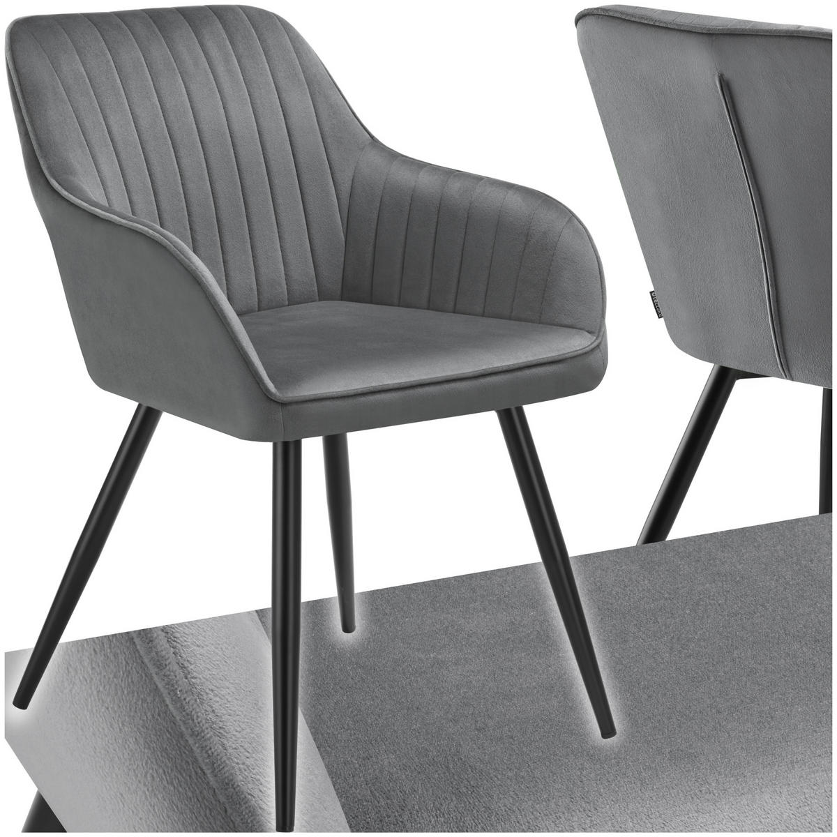 ESSZIMMERSTUHL 1er Set Marilyn 58 x 62 x 82 cm grau/schwarz - Schwarz/Grau, Metall (58/82/62cm) - tectake