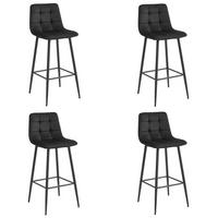 BARHOCKER 4er Set Schwarzer Samt, Gepolsterte Rückenlehne, Bequem Und Modernes Design Für Die Küche Oder Die Theke - Schwarz, Textil (46/104/33cm) - Best For Home