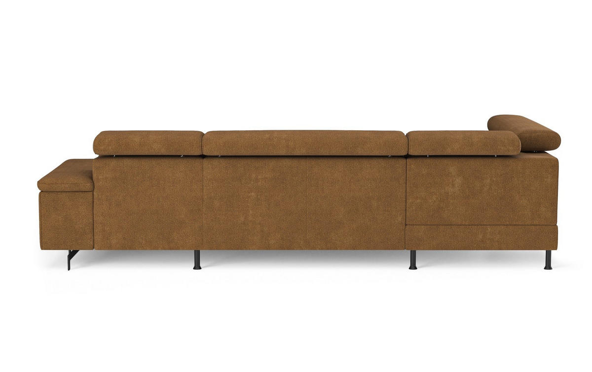 WOHNLANDSCHAFT mit Schlaffunktion und Bettkasten, Orlando-Stoff - Cognac/Schwarz, Kunststoff/Textil (328/81/215cm) - Cotta