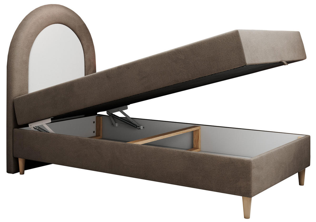 BOXBETT NEST 90/180 Braun Velvet hydrophob - H3 - Braun, Holz/Textil (90/180cm) - MKS