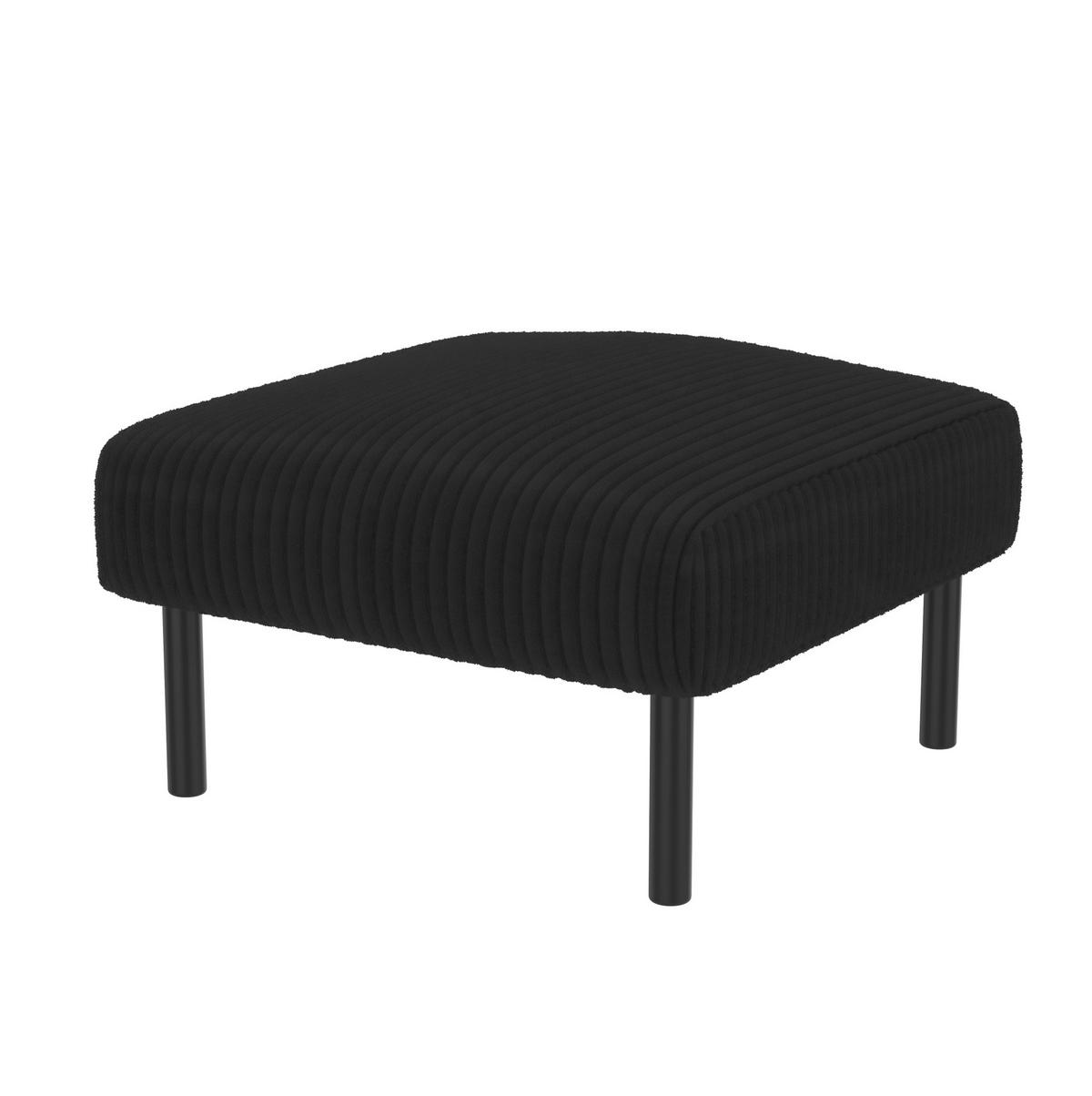 SOFA-SET 3er-Set mit Seitentasche Cord Schwarz - Schwarz, Textil (120/79/75cm) - IVMEU