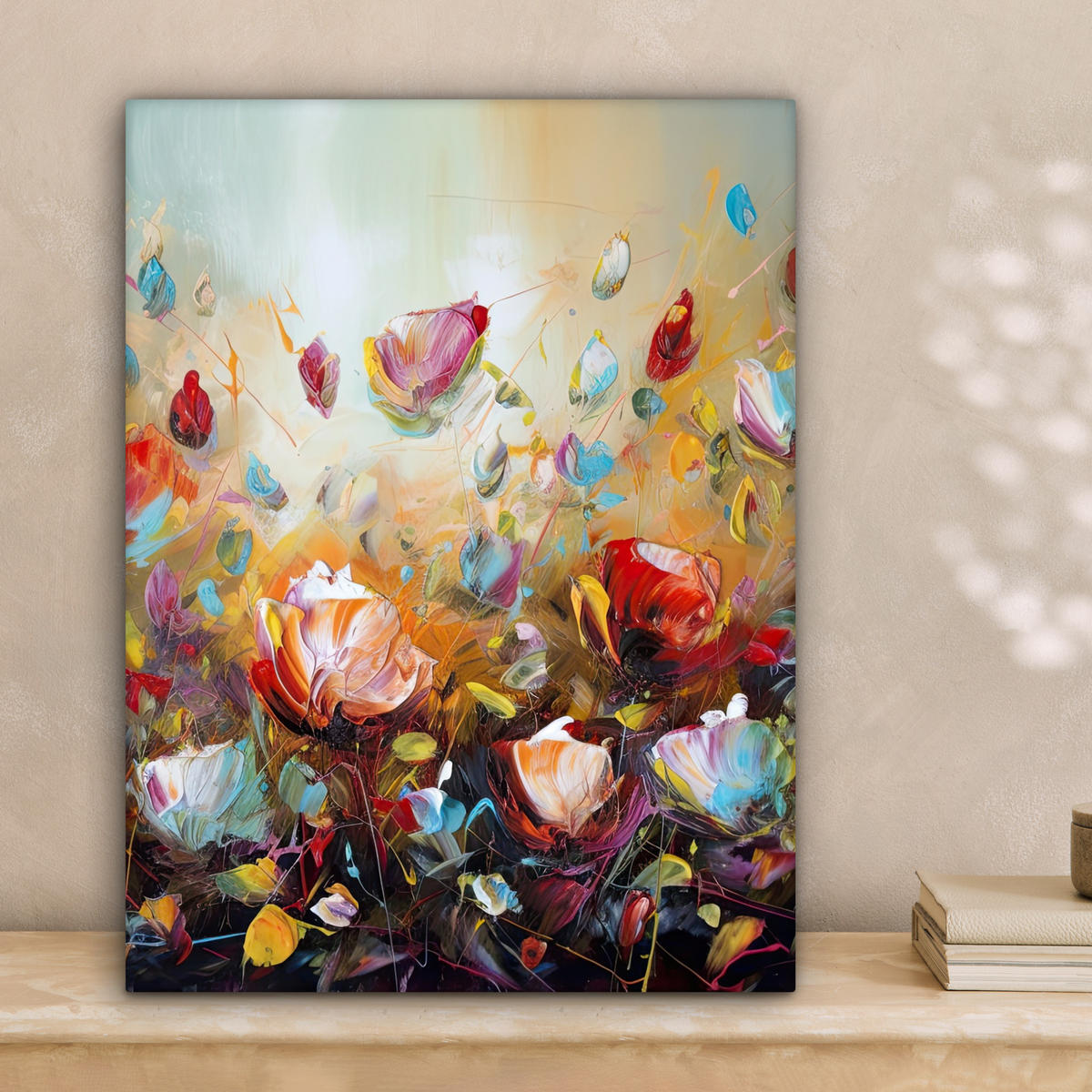 LEINWANDBILD Blumen - Kunst - Natur - Ölgemälde Room Decor 30x40 cm - Multicolor, Textil (30/40cm) - MuchoWow