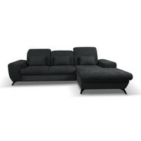 ECKSOFA LUCE R-S Anthrazit Plüsch-Stoff mit Schlaffunktion - Anthrazit, Holz (279/172cm) - MASSENO