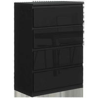 KOMMODE NUDO 70/102/39cm mit 4 Schubladen Türen Schwarz - Schwarz Hochglanz/Schwarz, Holzwerkstoff (70/102/39cm) - MASSENO