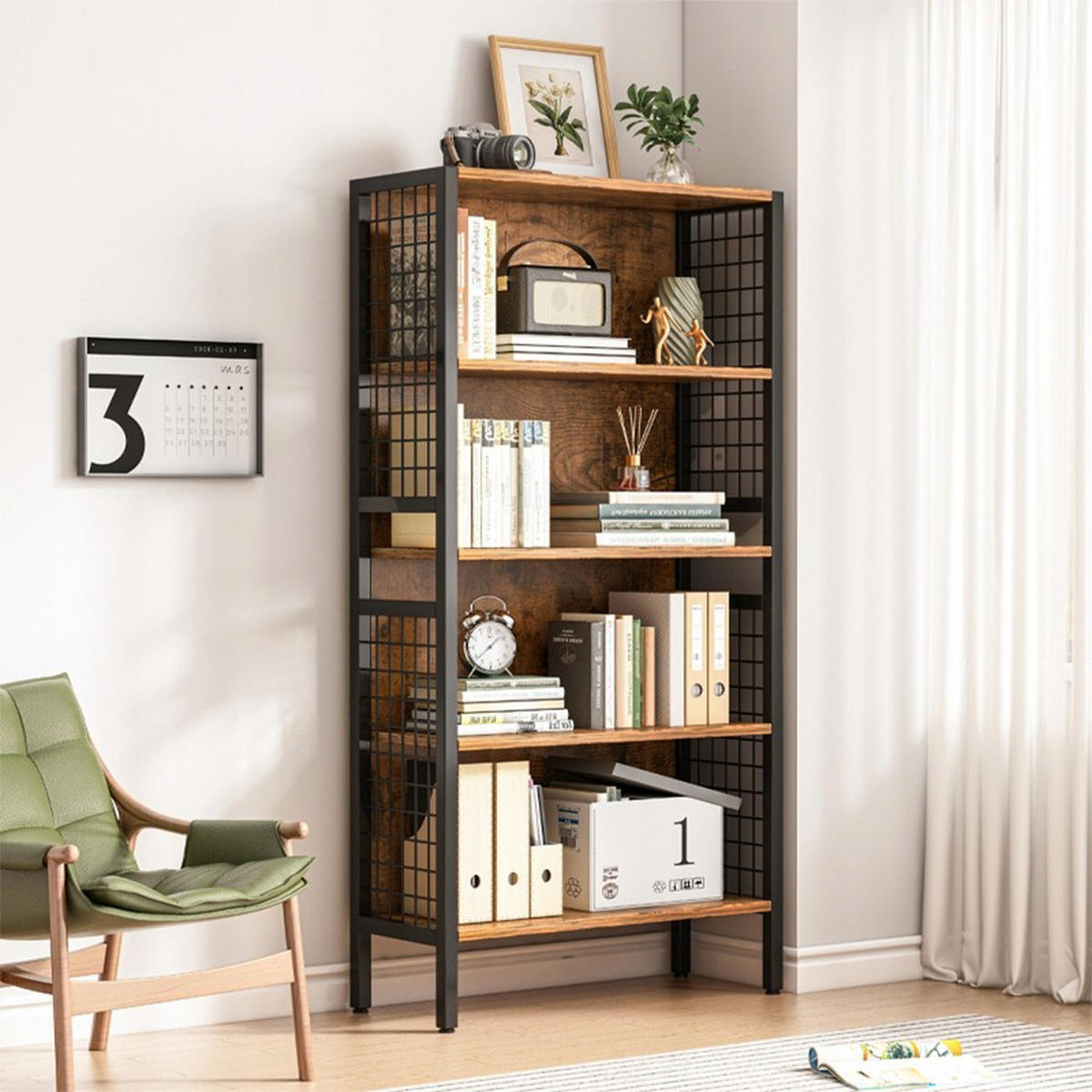BÜCHERSCHRANK, braun 74 x 30 x 155 cm - Braun, Holzwerkstoff (74/155/30cm) - Rexo