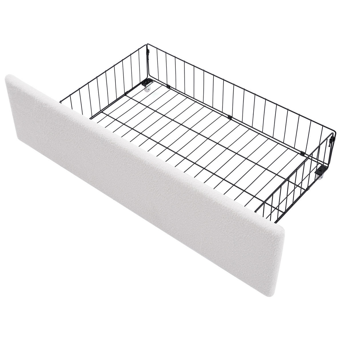 POLSTERBETT 90/200 cm aus Sherpa mit LED, USB-C und 2 Schubladen Weiß - Weiß, Fell (90/200cm) - Modenvie