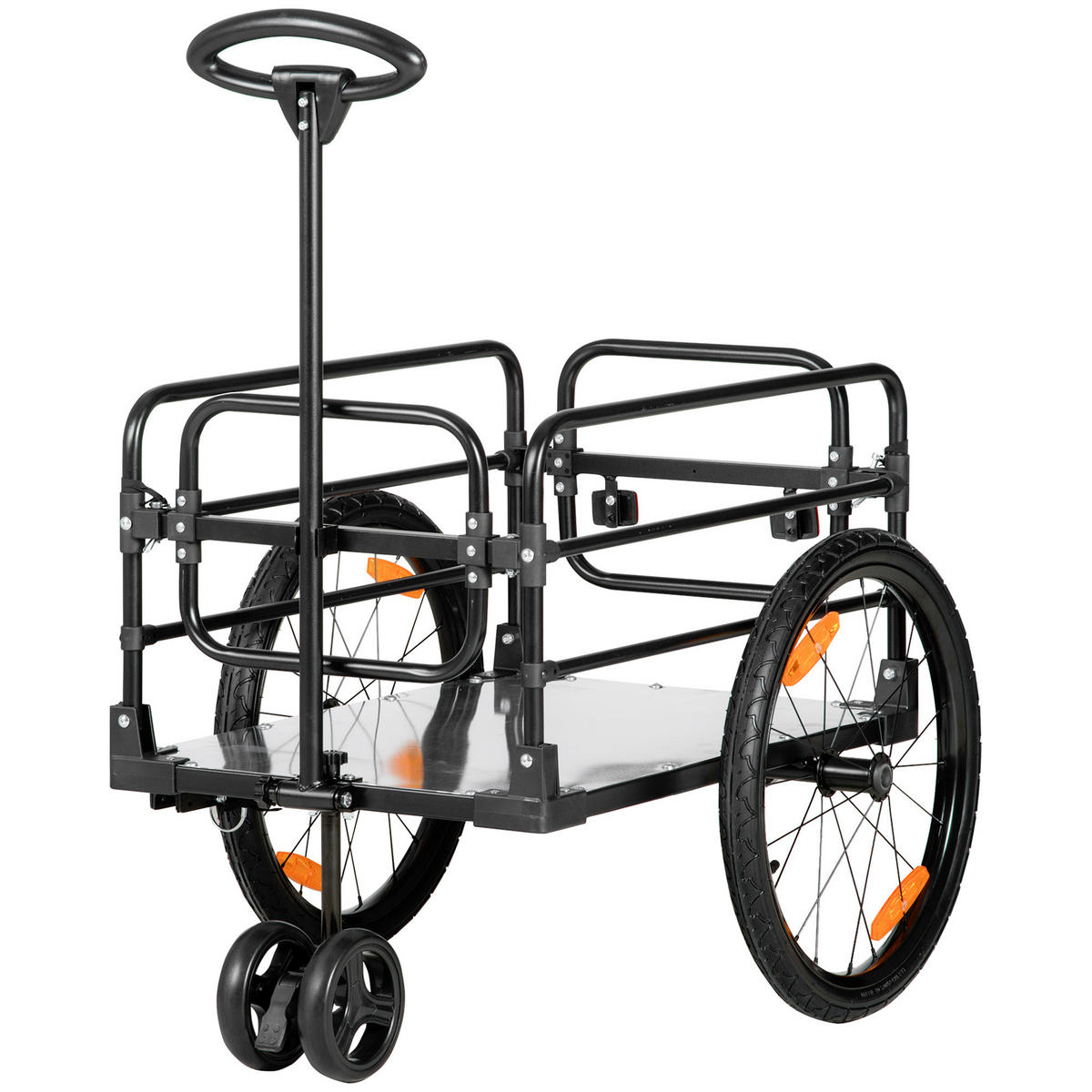 FAHRRADANHÄNGER DE-09193 2-in-1 für Fahrrad & Bollerwagen, große Räder Schwarz - Schwarz, Metall (64/103/130cm) - ComfortXL