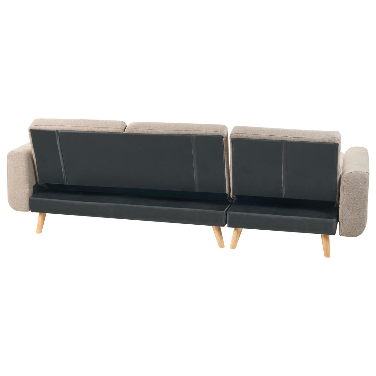 ECKSCHLAFSOFA 3-Sitzer Stoff Hellbraun linksseitig Kaarina - Hellbraun, Textil (260/152cm) - Beliani