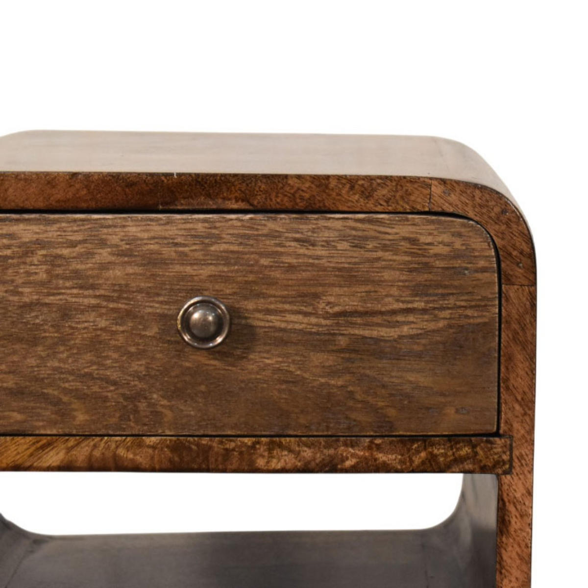 NACHTTISCH Abgerundet mit offenem Regal in Braun - Dunkelbraun/Messingfarben, Holz (30/55/30cm) - Artisan Furniture