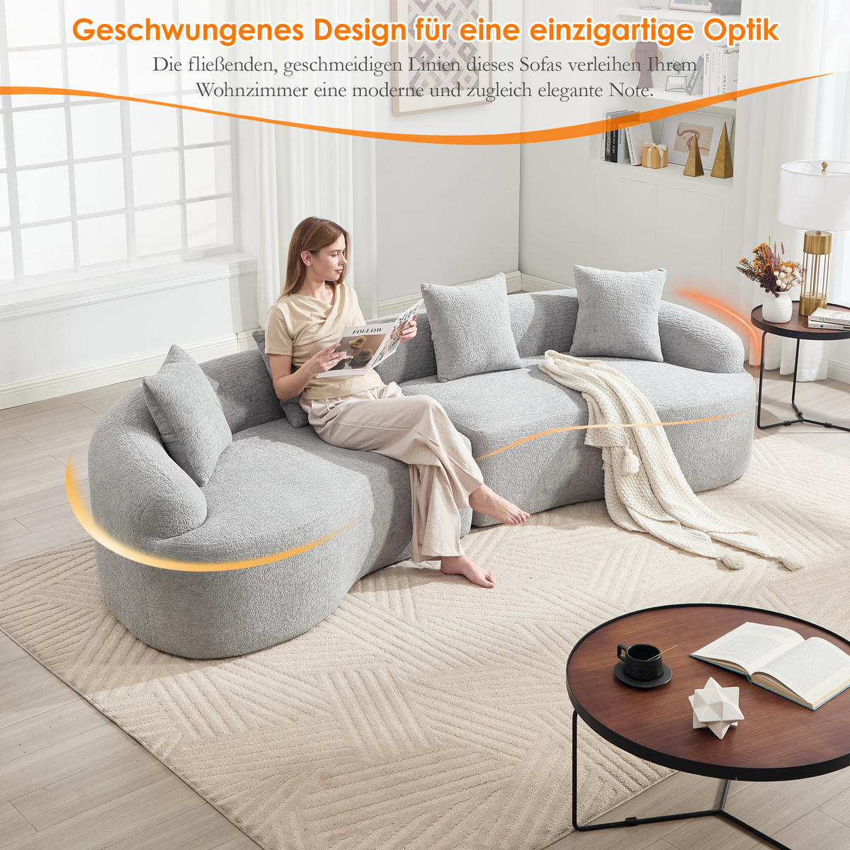 ECKSOFA 275/115/63 cm Grau Chenille - Grau, Textil (275/115cm) - Oxeza
